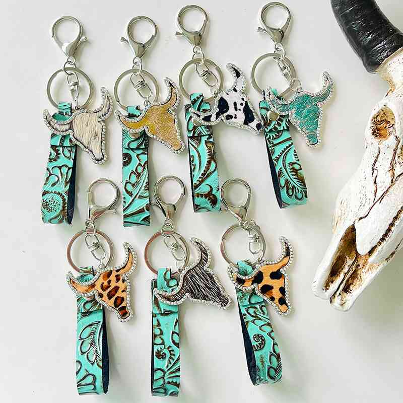 Rhinestone Bull Keychain in 7 Unique Styles