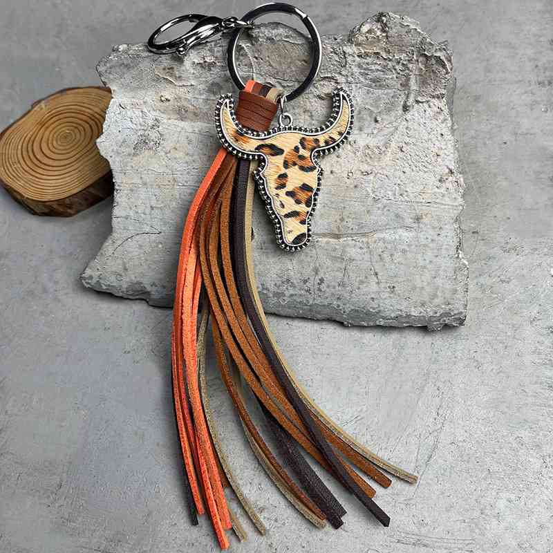 Bull Shape Fringe Keychain in 4 Distinct Styles Style C One Size