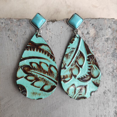 Artificial Turquoise Teardrop Earrings Turquoise One Size