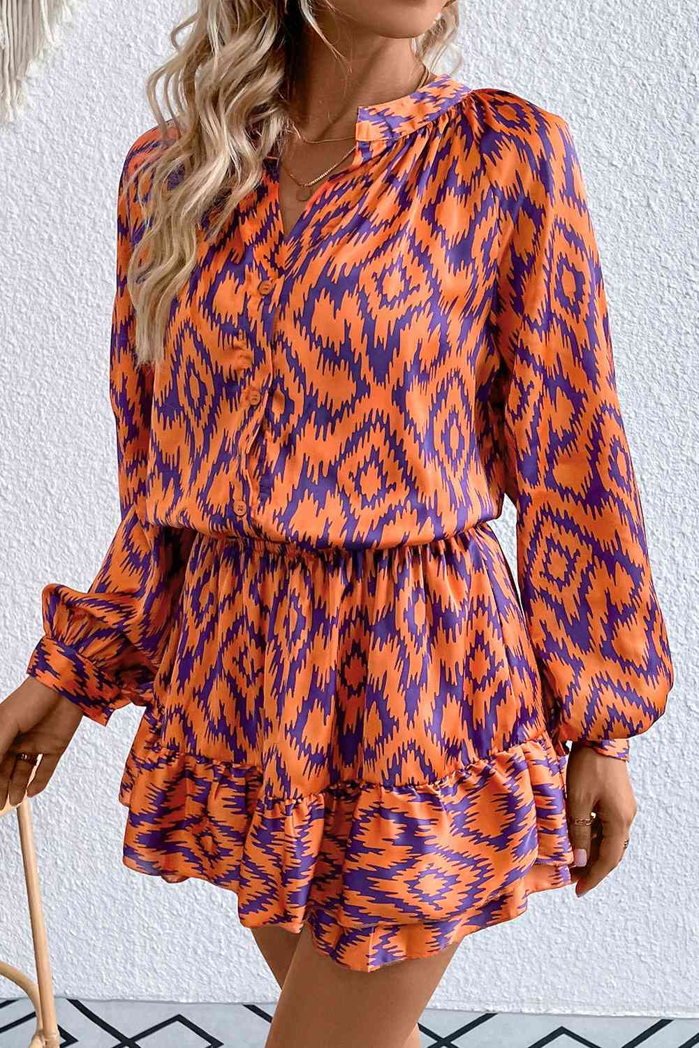 Geometric Notched Neck Romper