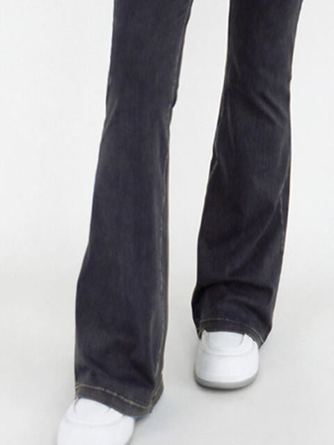 Wide Waistband Bootcut Stretch Jeans with Pockets in 4 Color Choices in Size S, M, L, XL, or 2X