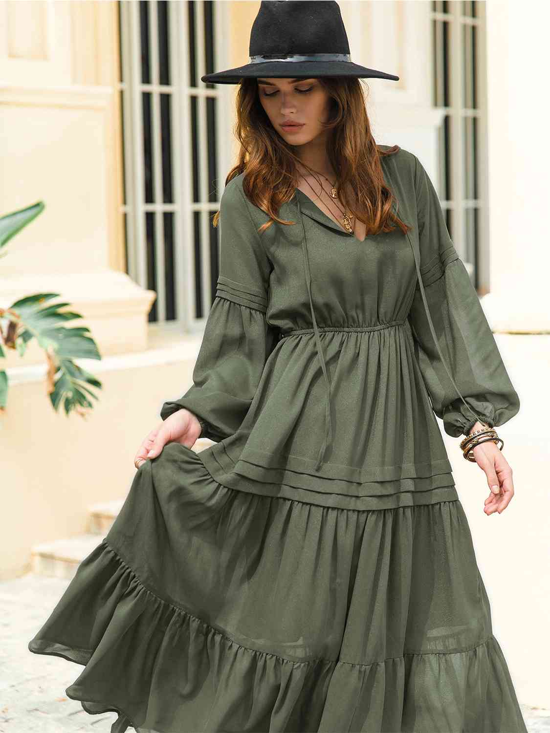 Latin Lover Dress in 7 Color Choices in Size S, M, L, XL, or 2X Army Green