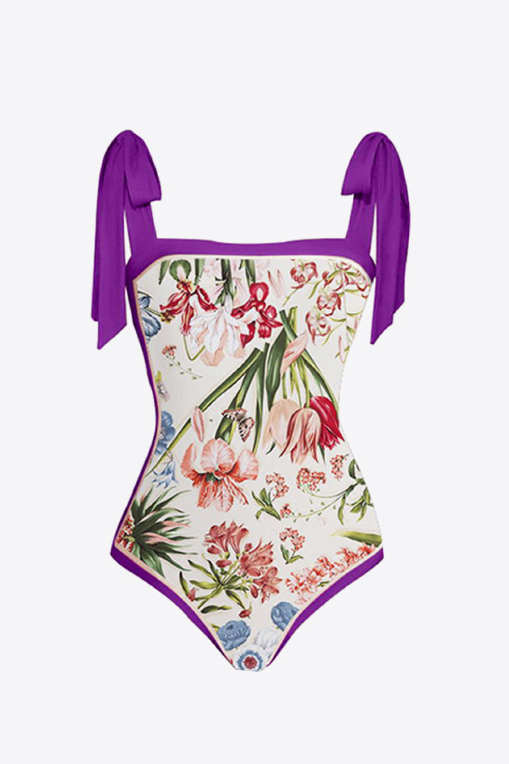 Floral Tie Shoulder Two-Piece Swim Set in Size S, M, L, XL, or 2XL