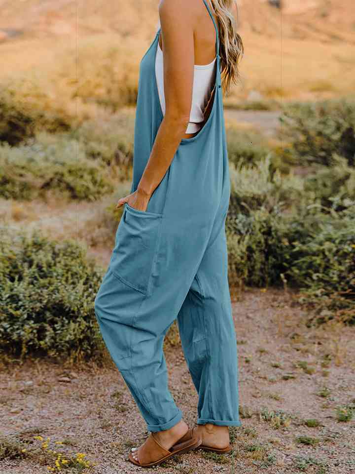 Double Take V-Neck Sleeveless Jumpsuit with Pocket