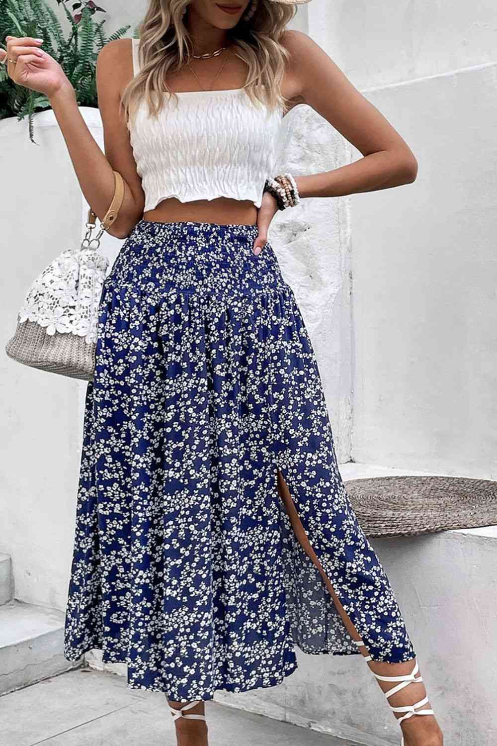 Pretty Floral Skirt with High Waist in Size S, M, L, or XL