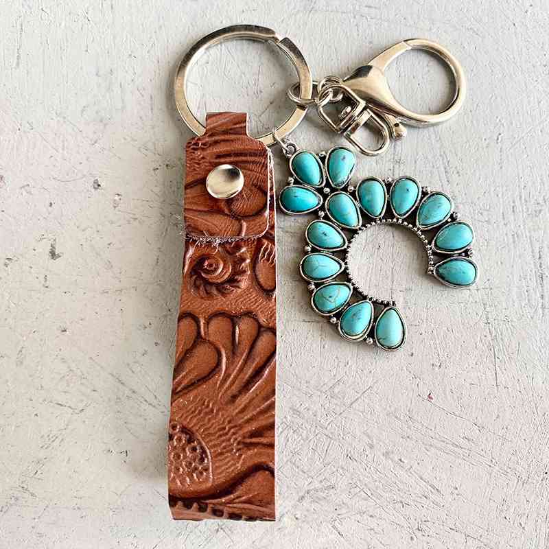 Turquoise Genuine Leather Key Chain in 5 Unique Styles Style A One Size