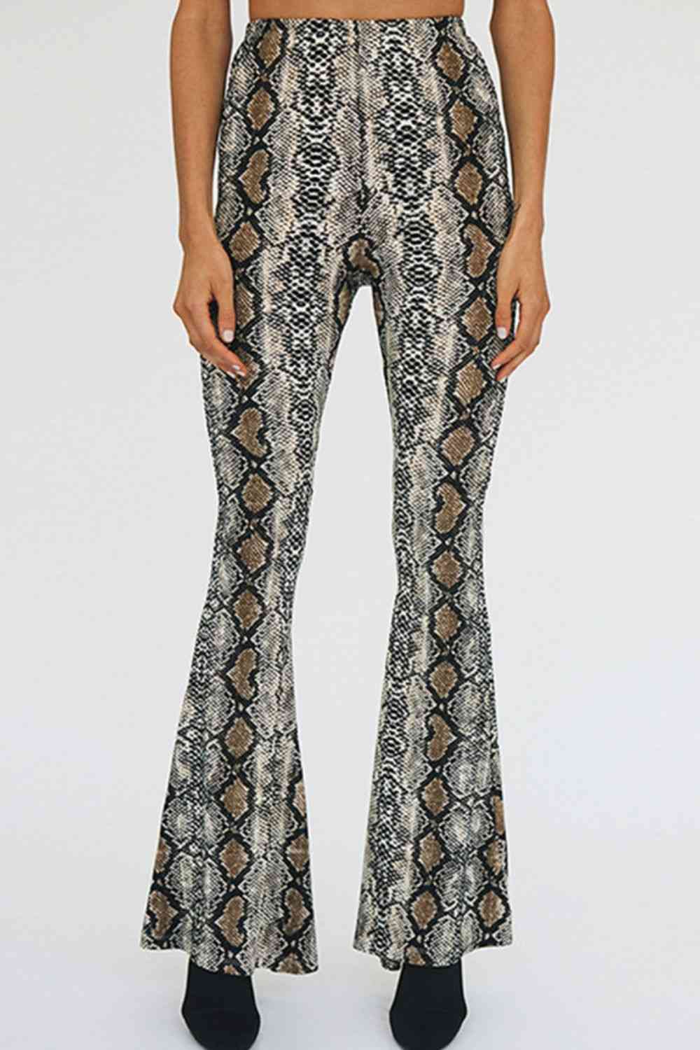 Snakeskin Print Flare Pants in Size S, M, L, XL, 2XL