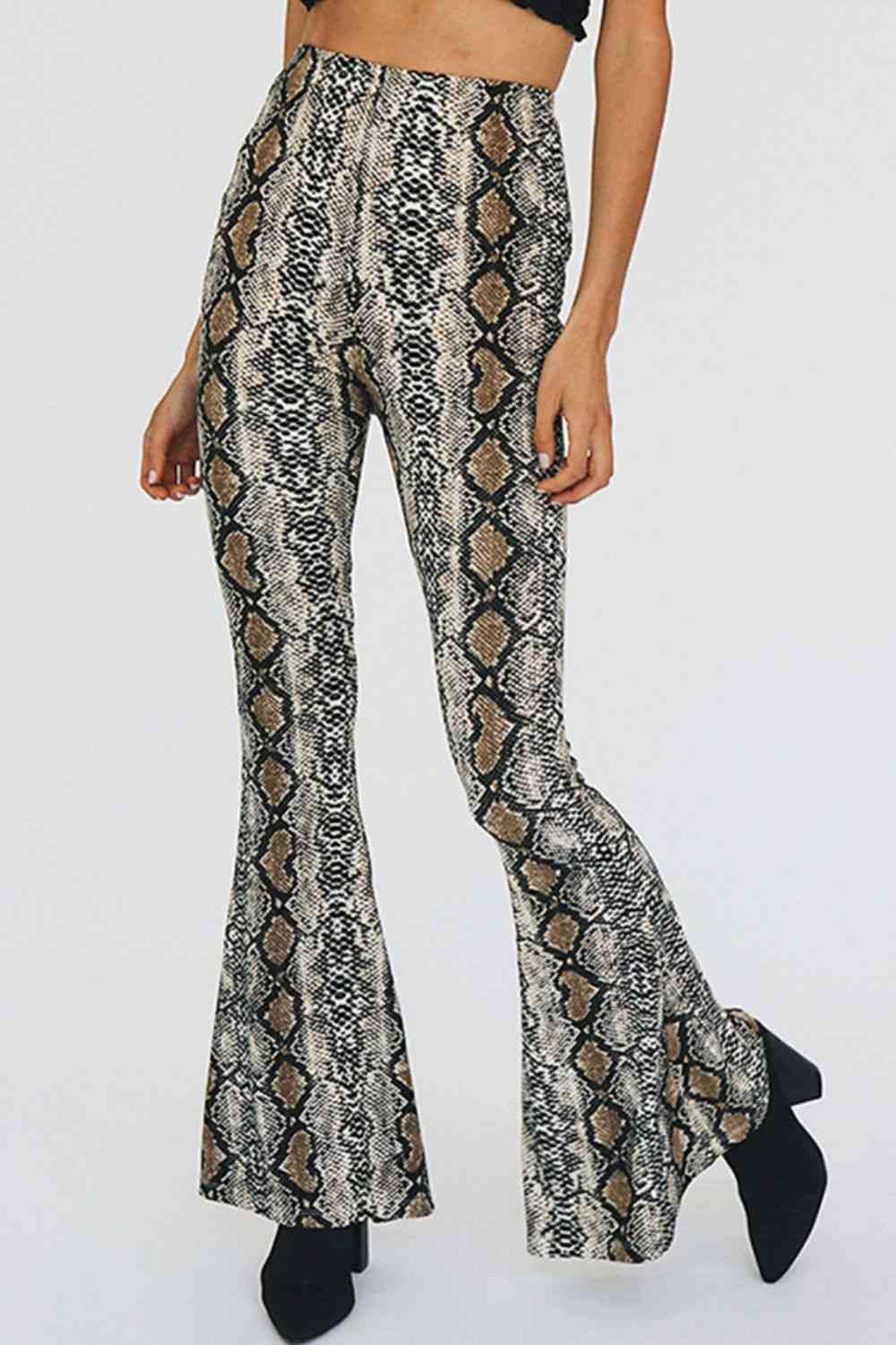 Snakeskin Print Flare Pants in Size S, M, L, XL, 2XL