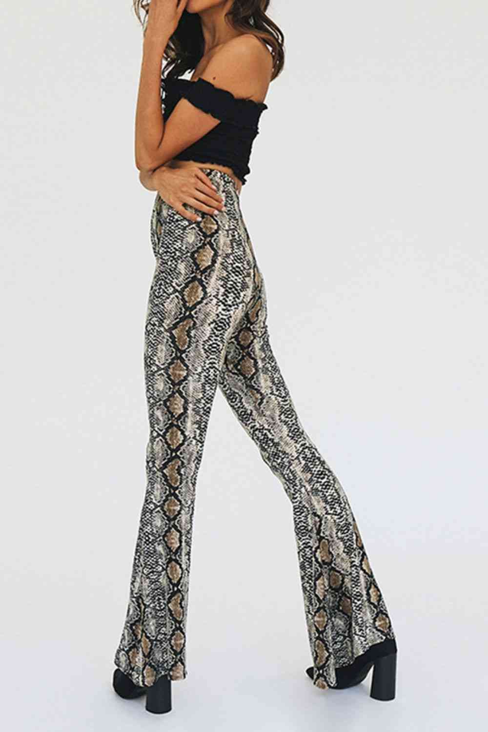 Snakeskin Print Flare Pants in Size S, M, L, XL, 2XL