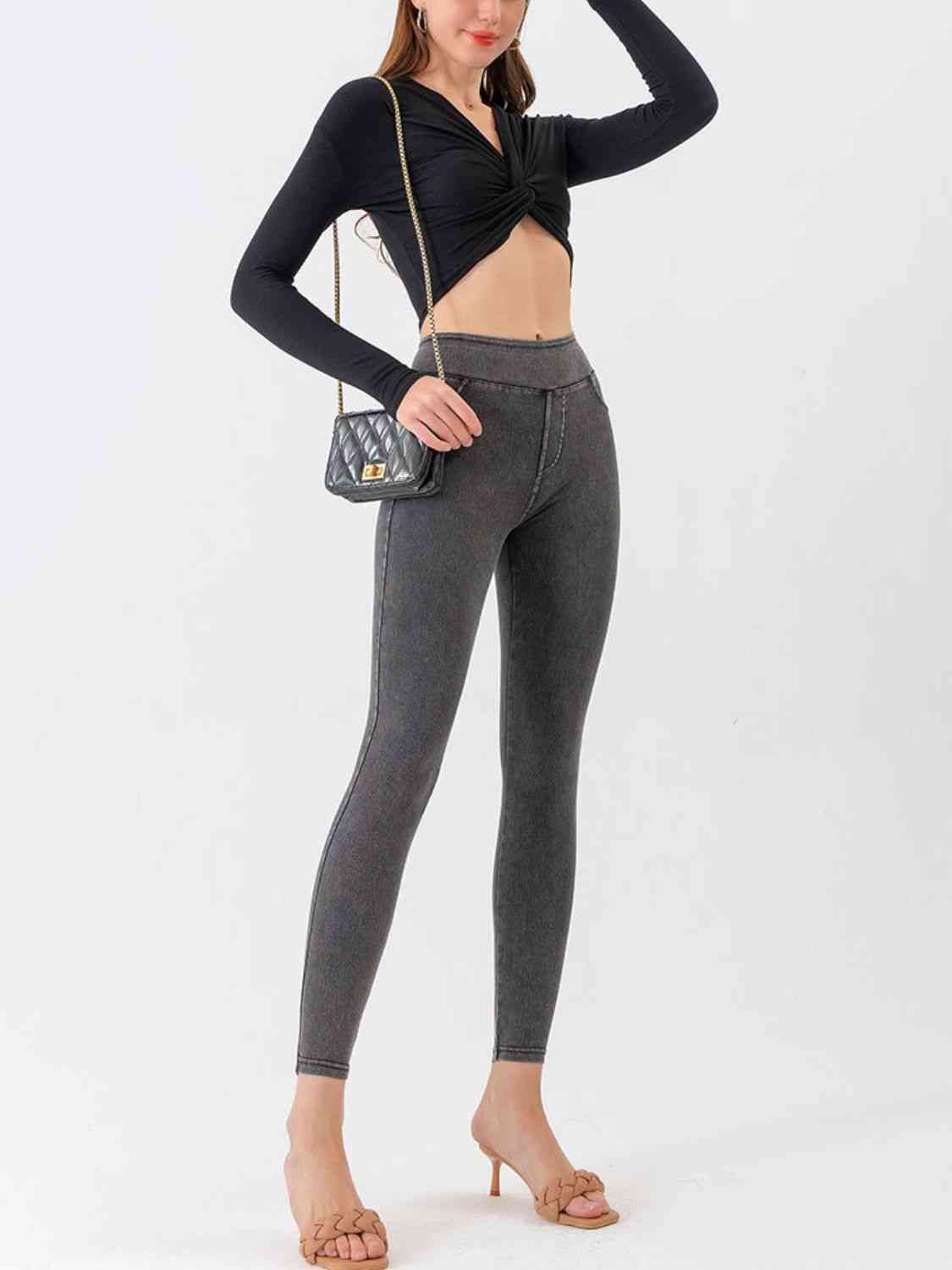 High Waist Cropped Jeggings in Heather Grey or charcoal in Size XS, S, M, L, or XL