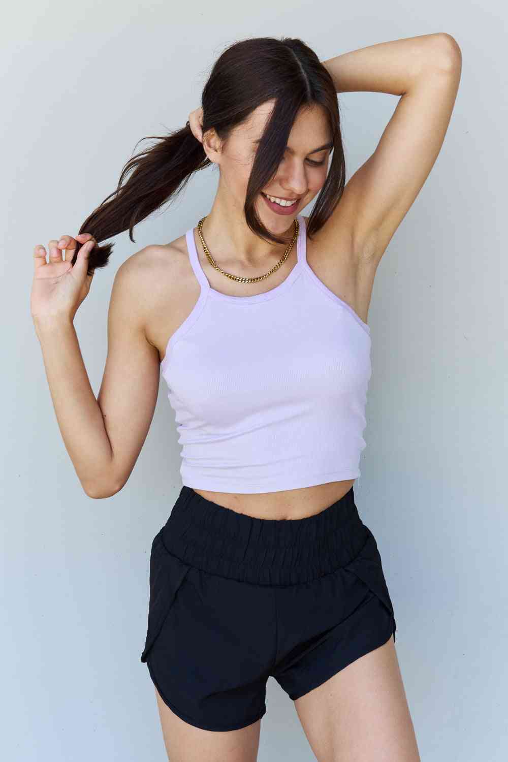 Ninexis Everyday Staple Soft Modal Short Strap Ribbed Tank Top in Lavender in Size S, M, L, or XL