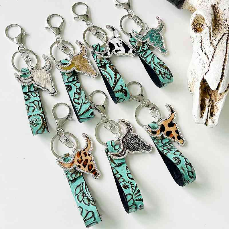 Rhinestone Bull Keychain in 7 Unique Styles