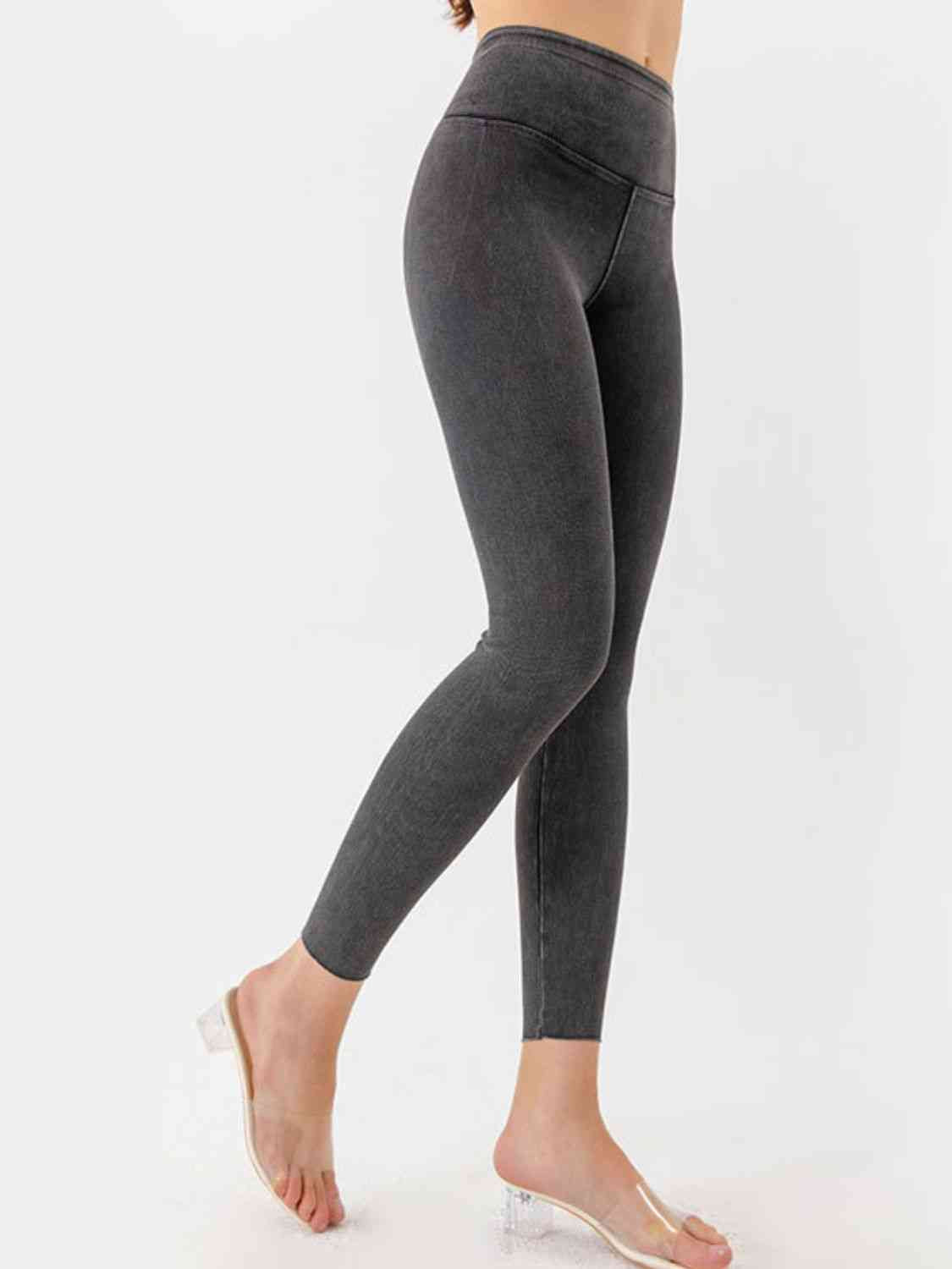 Wide Waistband Cropped Jeggings in Charcoal or Peacock Blue in Size XS, S, M, L, or XL