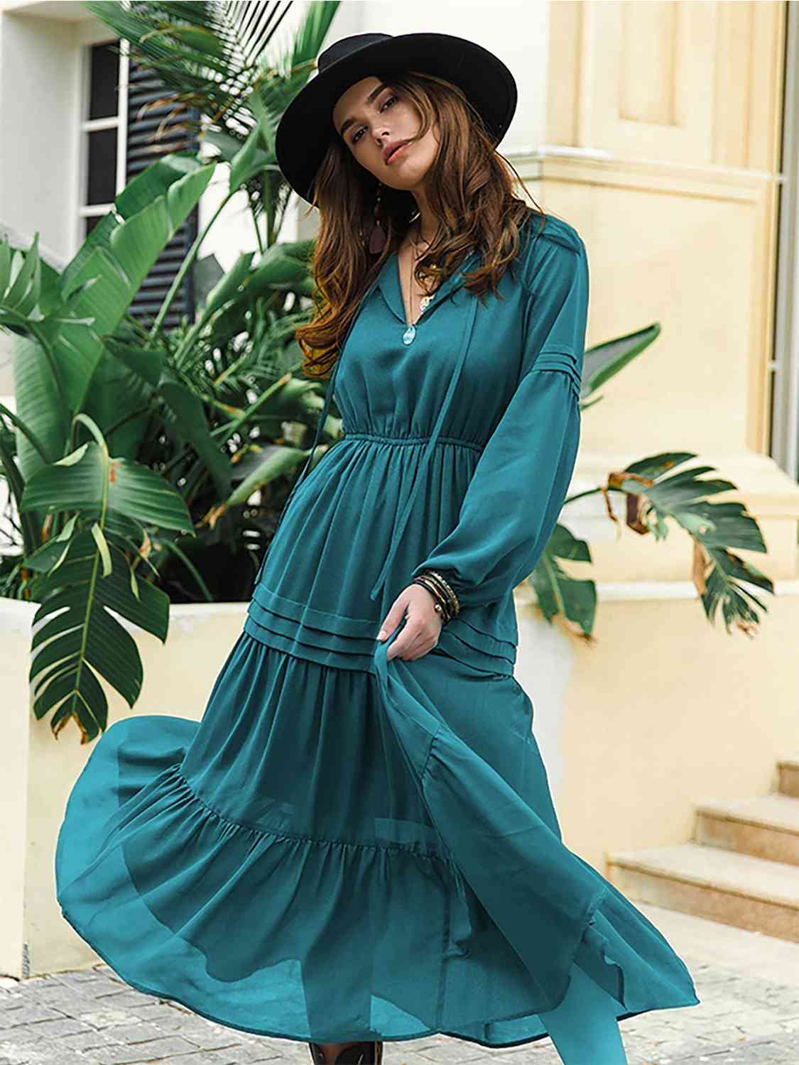 Latin Lover Dress in 7 Color Choices in Size S, M, L, XL, or 2X Peacock Blue