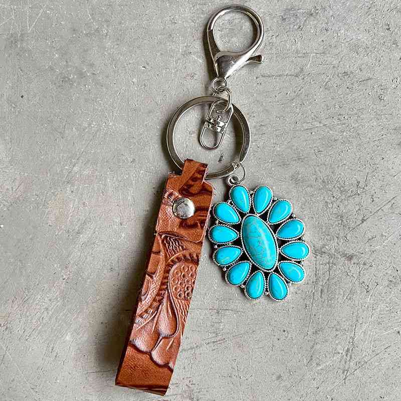 Turquoise Genuine Leather Key Chain in 5 Unique Styles