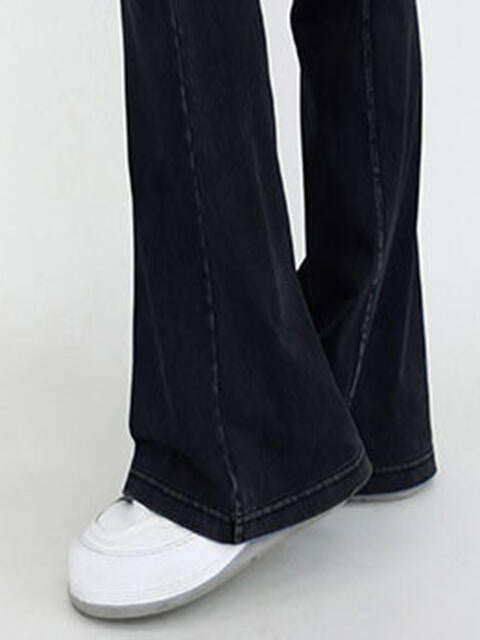 Wide Waistband Bootcut Stretch Jeans with Pockets in 4 Color Choices in Size S, M, L, XL, or 2X