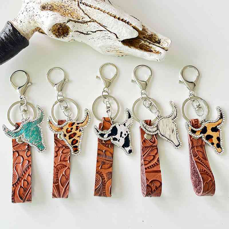 Rhinestone Bull Keychain in 7 Unique Styles