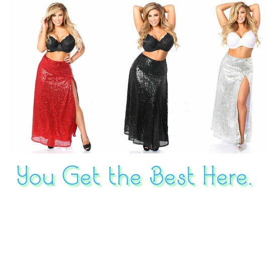 Top Drawer Long Sequin Skirt by Daisy Corsets in 3 Color Choices in Size S, M, L, XL, 2X, 3X, 4X, 5X, or 6X