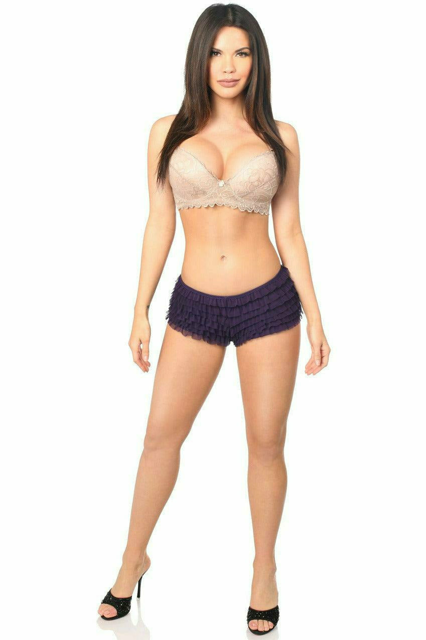 Plus Size Plum Ruffle Panty with Bow by Daisy Corsets in Size XL, 2X, 3X, 4X, 5X, or 6X