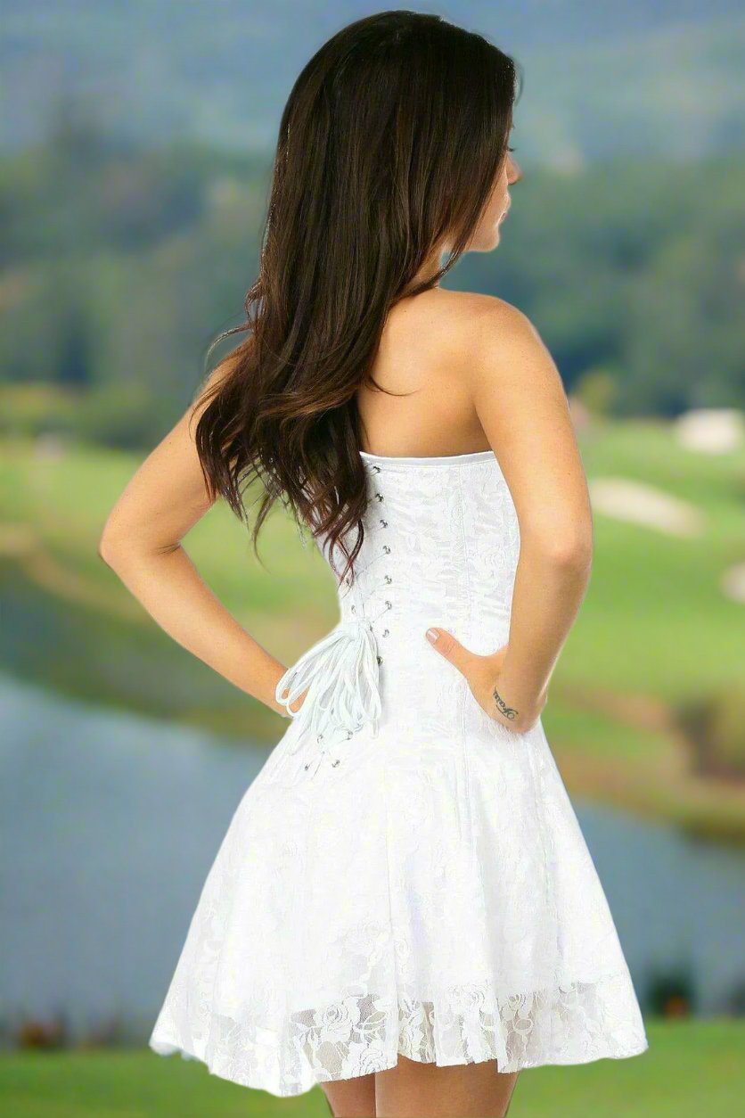 White Lace Corset Dress