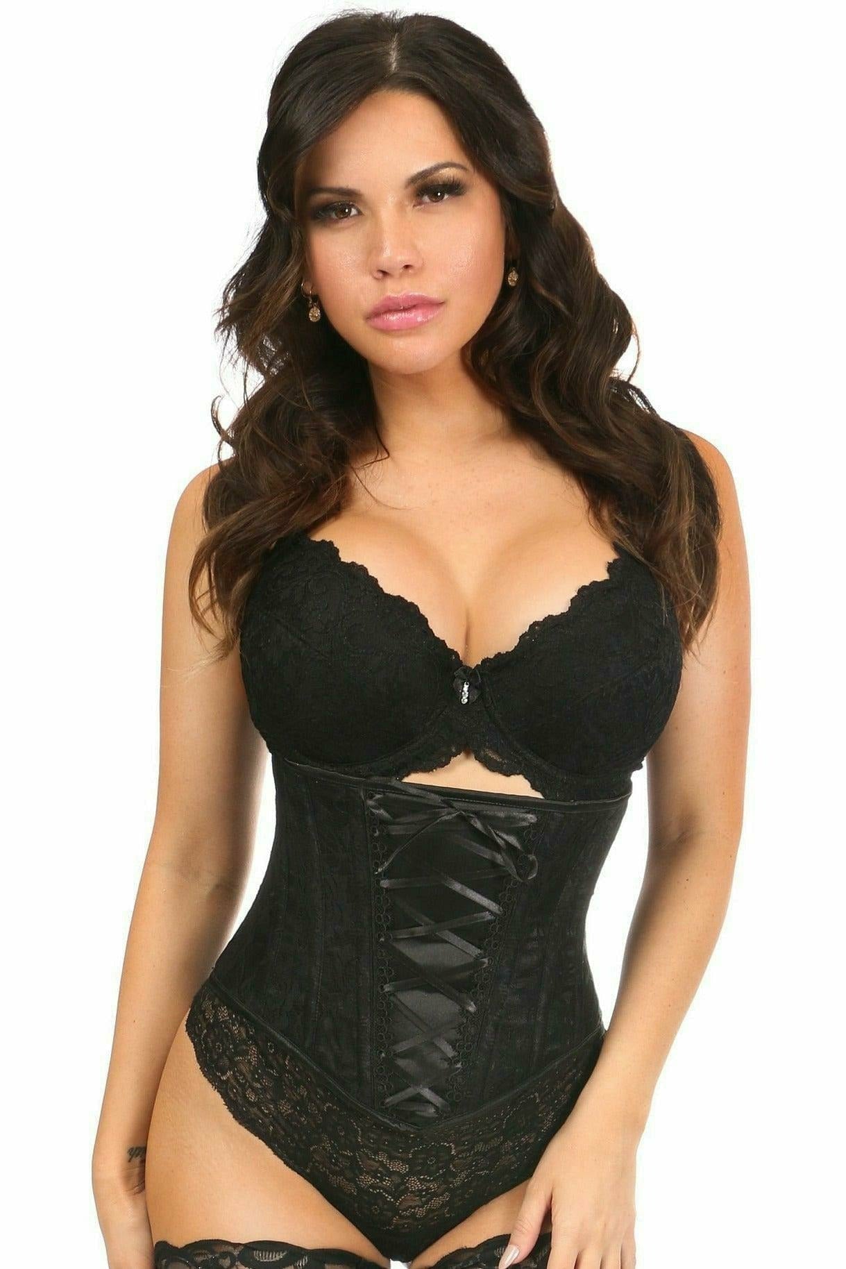 Lavish Lace-Up Waist Cincher with Black Lace in 5 Sexy Color Choices