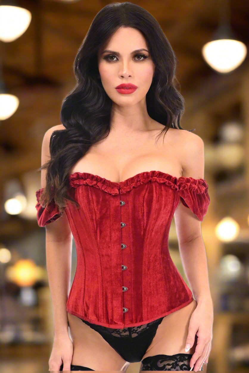 Dark Red Velvet Over Bust Corset
