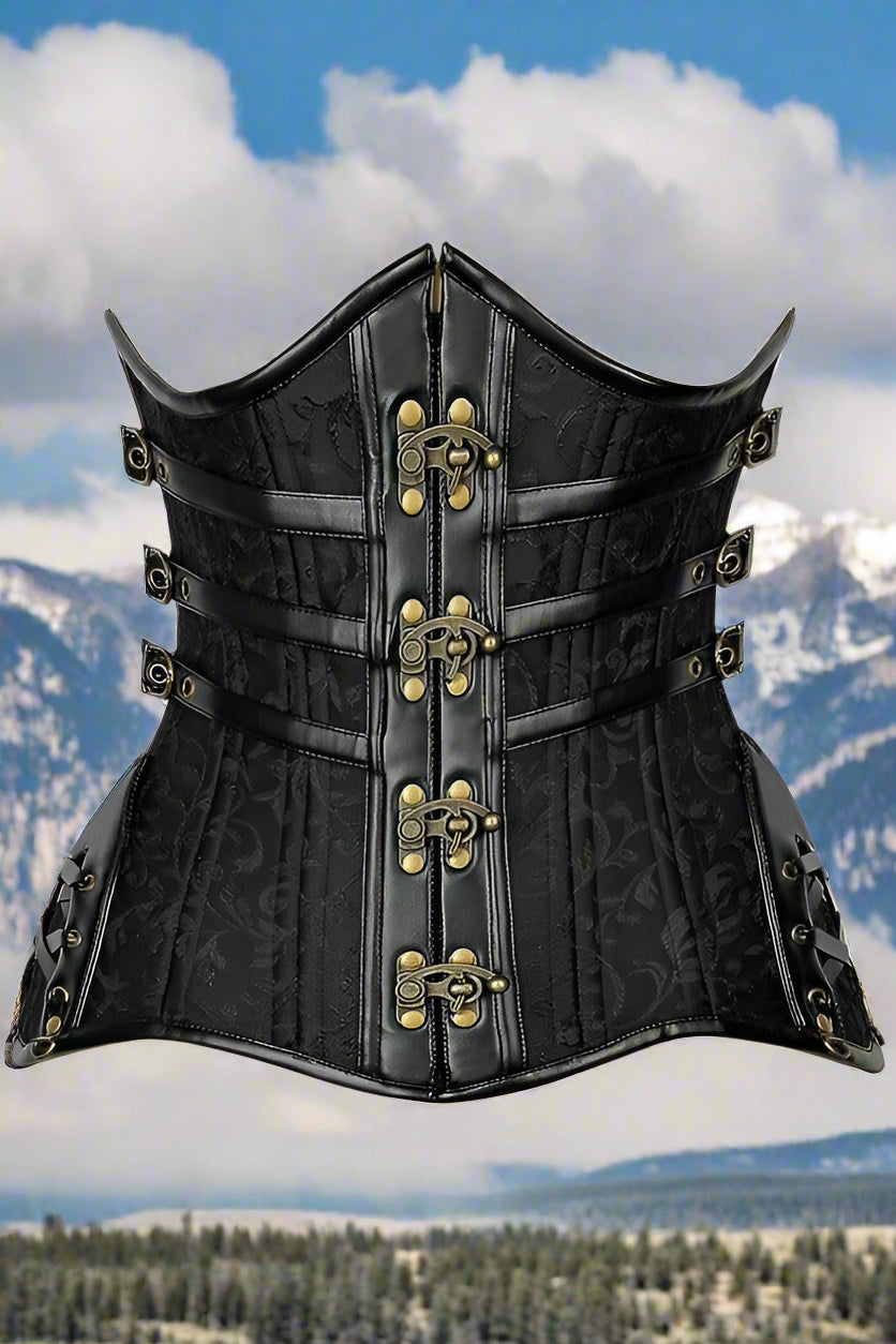 Curvy Steampunk Steel Double Boned Under Bust Corset