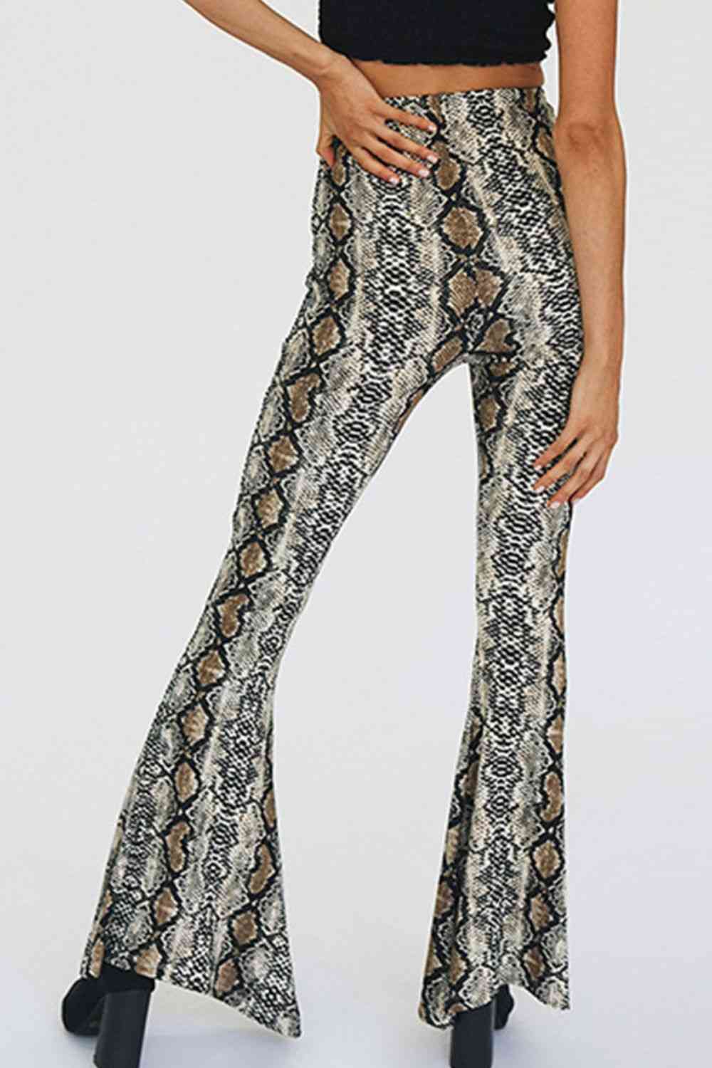 Snakeskin Print Flare Pants in Size S, M, L, XL, 2XL