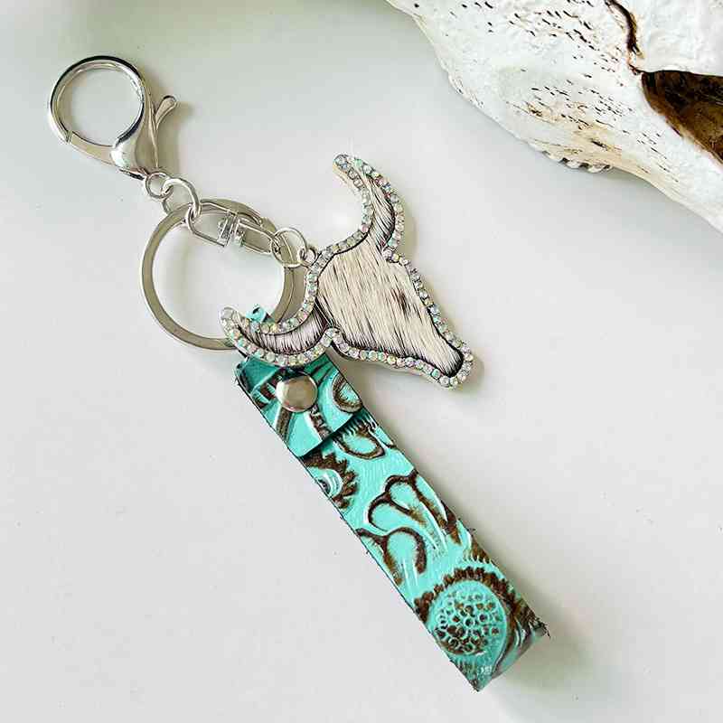 Rhinestone Bull Keychain in 7 Unique Styles Style E One Size