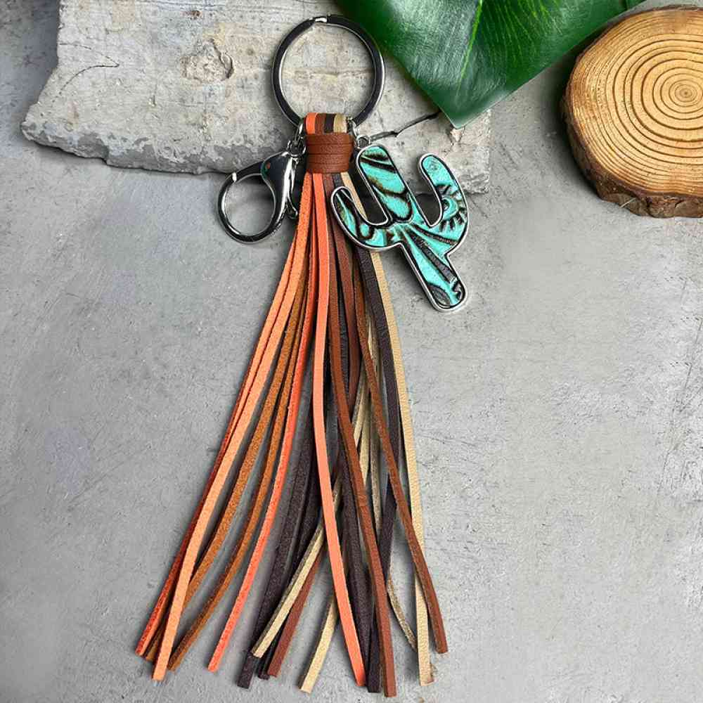 Cactus Keychain with Tassel in 5 Distinct Styles Style E One Size