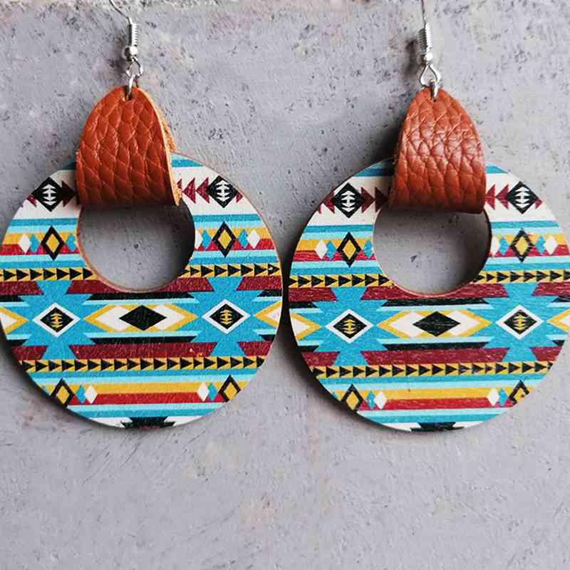 Round Shape Wooden Dangle Earrings Style A One Size