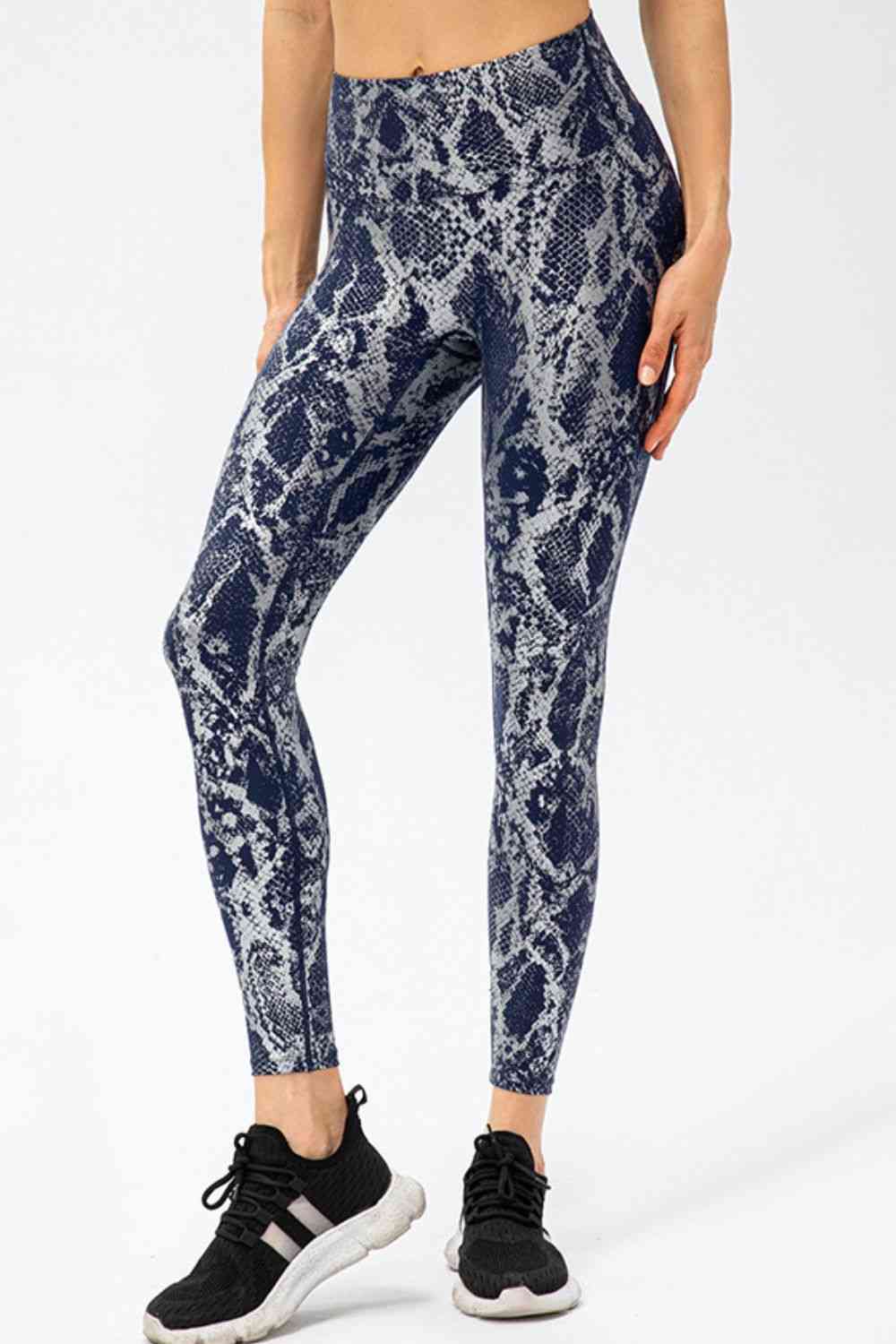 Animal Print Slim Fit Wide Waistband Pants in 4 Color Choices in Size 4, 6, 8, 10, 12 Navy