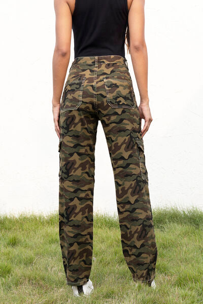 Camouflage Straight Leg Cargo Pants in Size S, M, L, XL