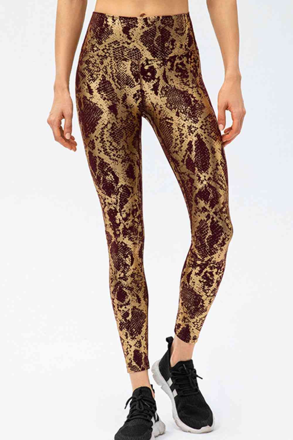 Animal Print Slim Fit Wide Waistband Pants in 4 Color Choices in Size 4, 6, 8, 10, 12 Caramel