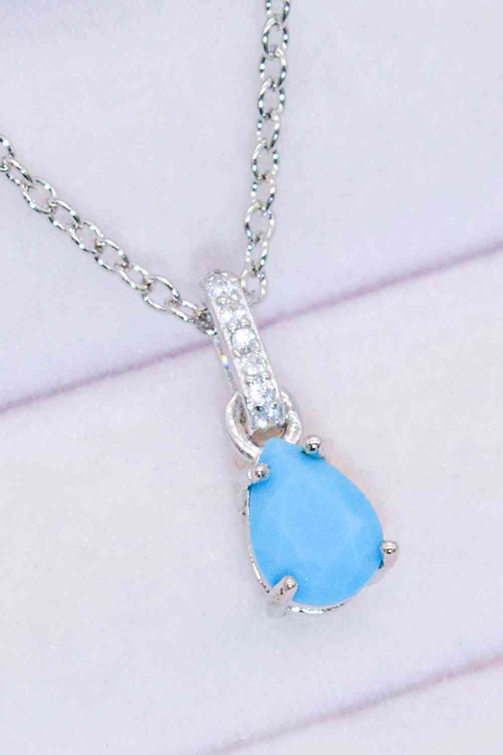 Teardrop Turquoise 4-Prong Pendant Necklace Silver One Size