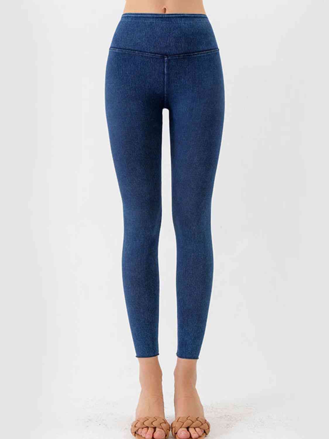 Wide Waistband Cropped Jeggings in Charcoal or Peacock Blue in Size XS, S, M, L, or XL