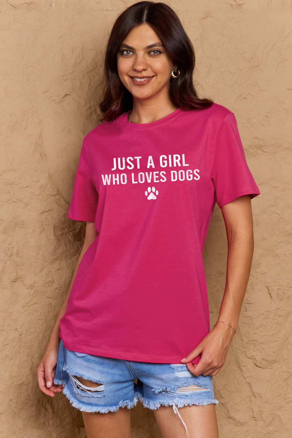 Dog Paw Cotton T-Shirt in 5 Color Choices in Size S, M, L, XL, 2XL, 3XL Deep Rose