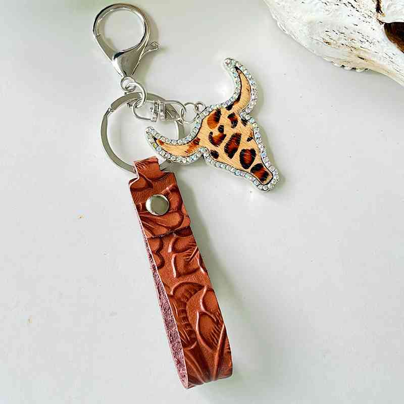 Rhinestone Bull Keychain in 7 Unique Styles Style E One Size