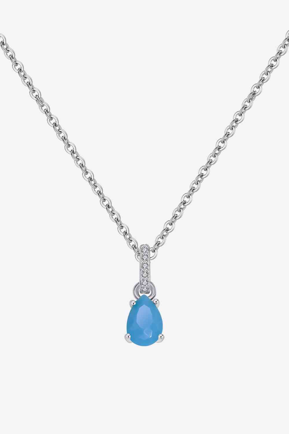 Teardrop Turquoise 4-Prong Pendant Necklace