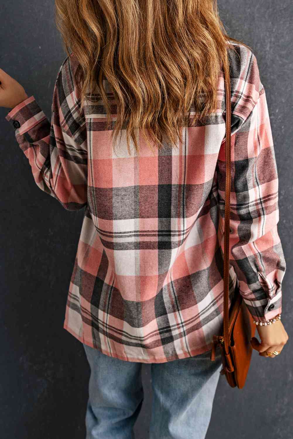 Double Take Plaid Dropped Shoulder Longline Shirt/Jacket in Size S, M, L, XL, or 2XL