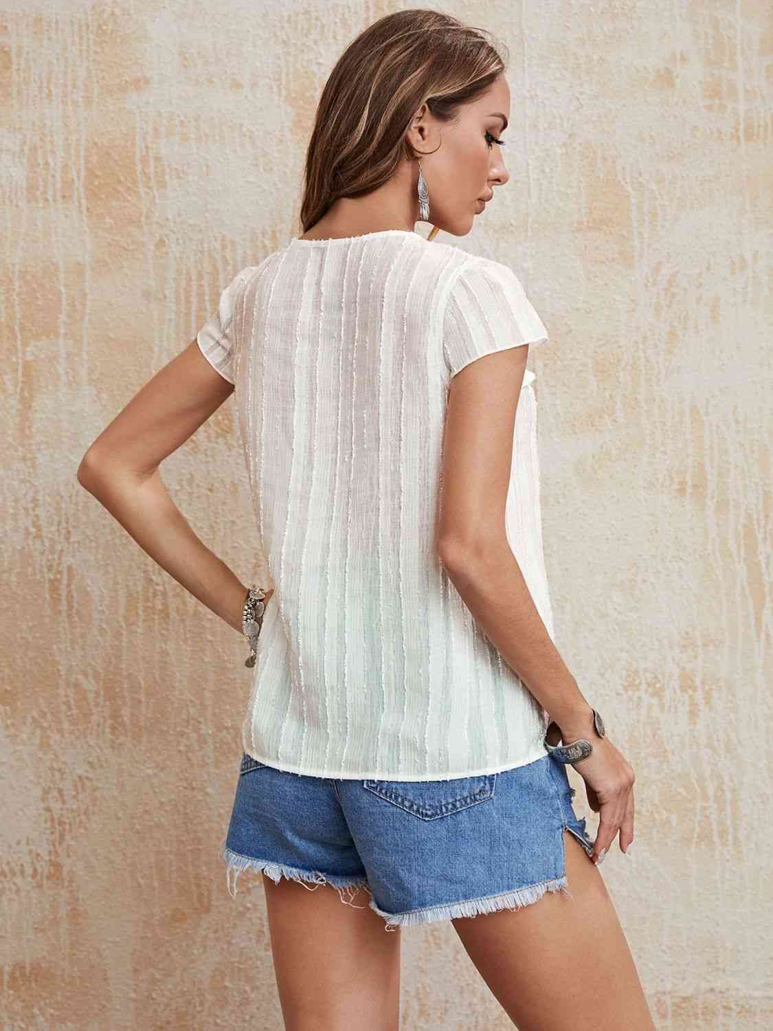 Ruffled Short Sleeve Blouse XS, S, M, or L